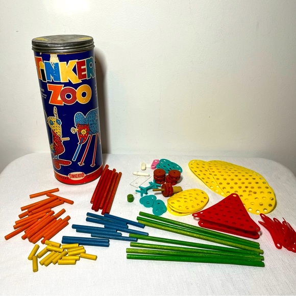 1961 Vintage Tinker Toy Zoo Building Set - HOURS OF FUN. COLLECTIBLE - Picture 1 of 13